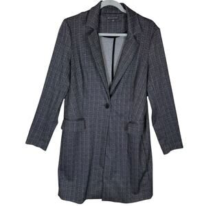 Adrianna Papell‎ Jacquard Jacket Mens Small Gray Houndstooth Notch Lapel Blazer